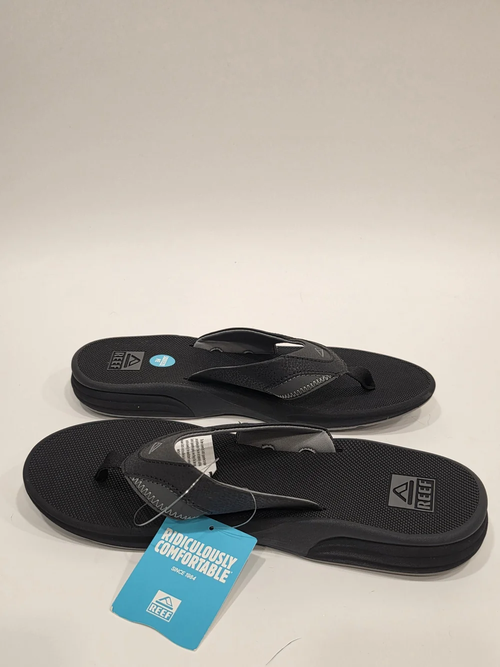 Reef Cushion Fanning Men's Black Gray Flip-Flop Sandals